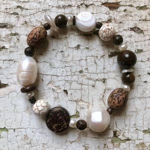 Genuine Freshwater Pearl, Shiva, Coconut Bracelet